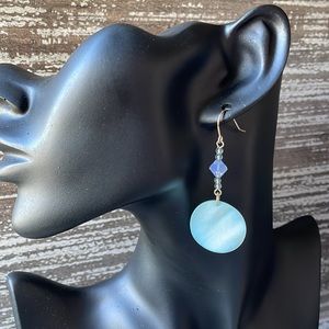 Light Blue Shell Dangle Earrings
